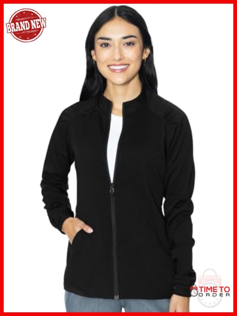 Women's Scrub Warm-Up Jacket with 4 Pockets Ultraflexible Fabric